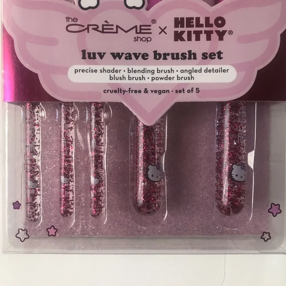 Hello Kitty x the Creme Shop “luv wave brush” MAKEUP BRUSH SET + BLENDERS New